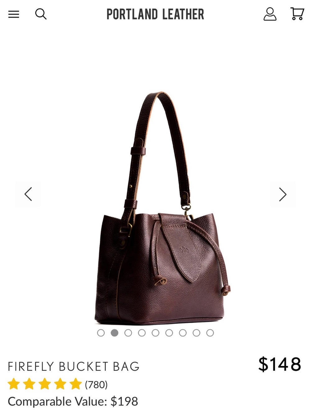 Portland Leather Firefly Bucket Bag Coldbrew NEW IN BOX